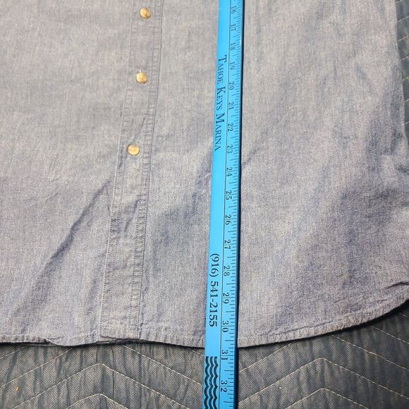 Pacific Club Original Design Chambray Denim Button Up Chinese Collar Style Shirt - Picture 6 of 6